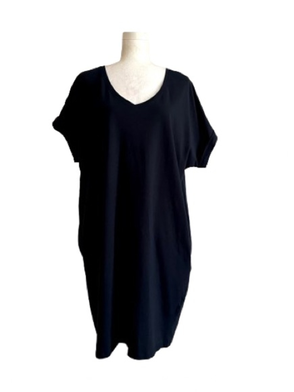 New York & Company Navy Blue Short Sleeve Pockets Cotton Dress Large NEW